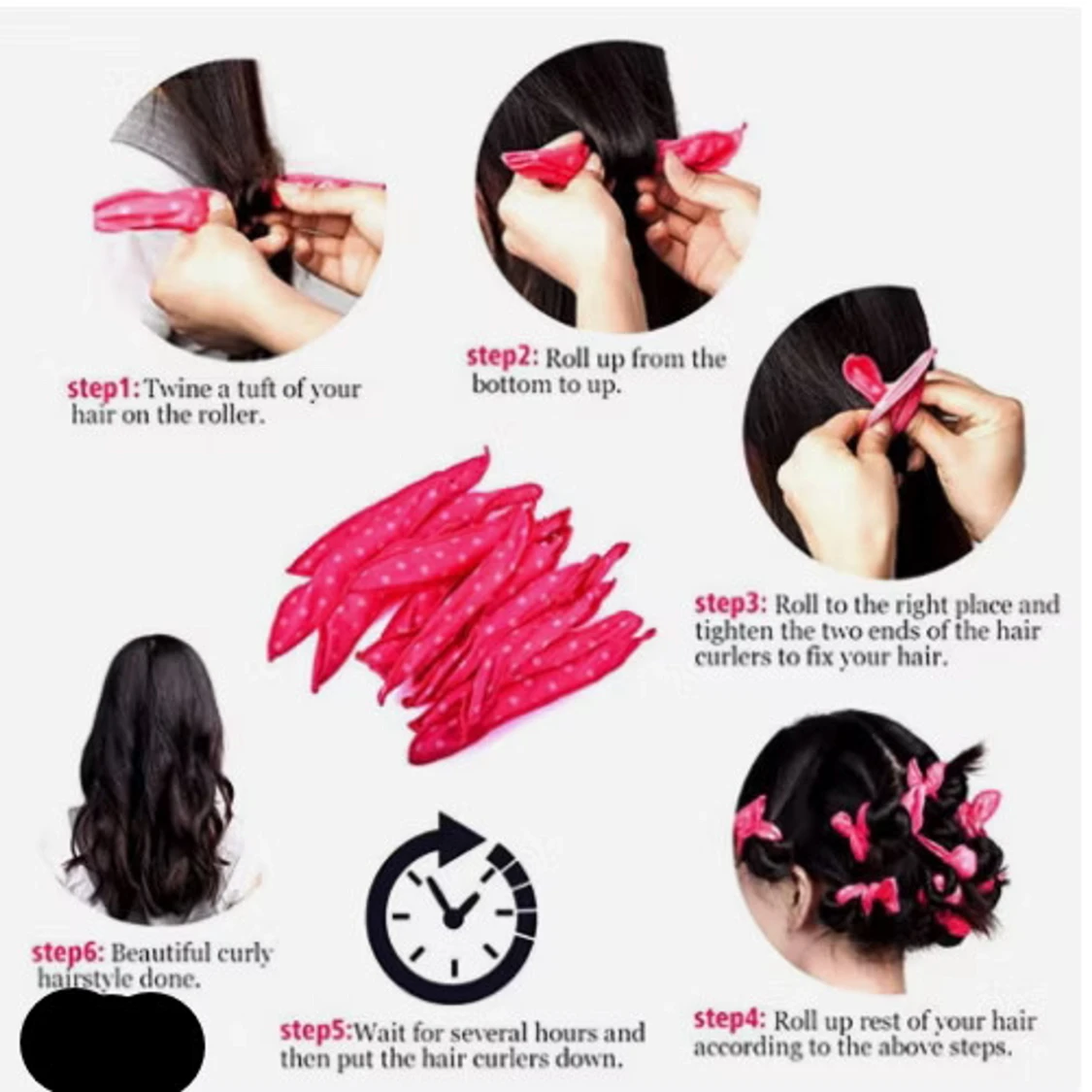Hår Curlers Svamp Hår Lockar Boowknot  - 4
