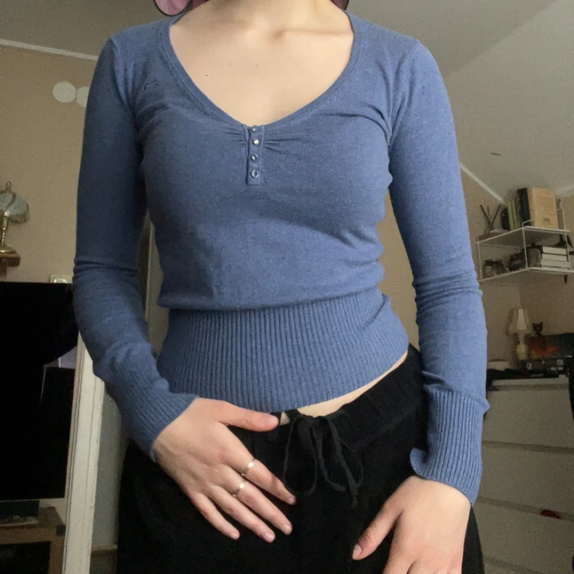 Blå ribbad tröja från Cubus