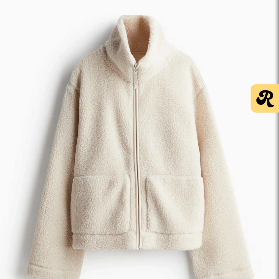 Beige teddyjacka med dragkedja - 1