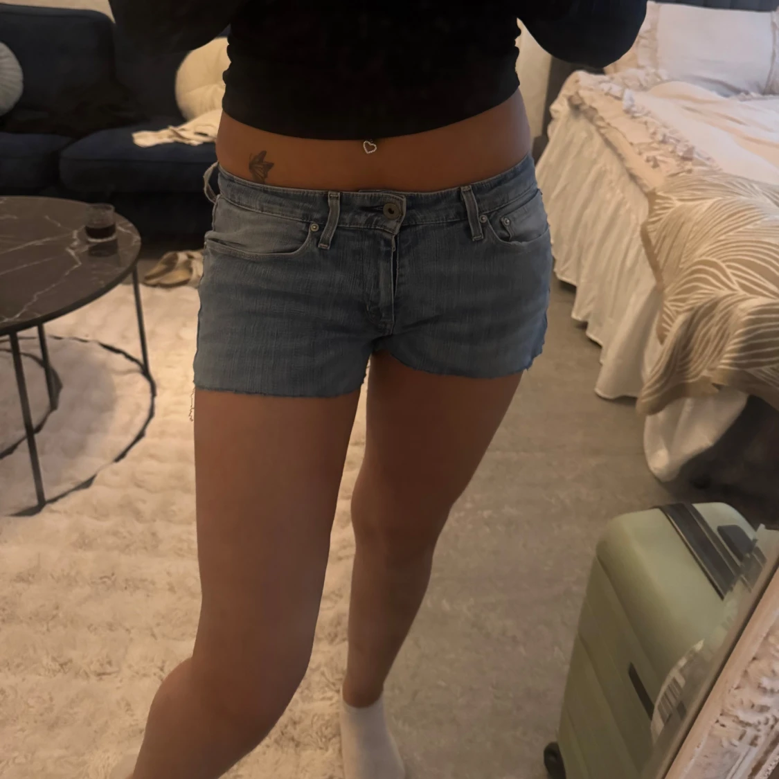 Levi's ljusblå jeansshorts low waist