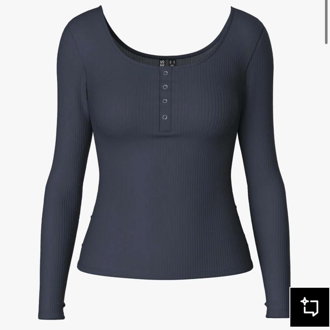 Blå/grå ribbad långärmad topp Pieces - 3