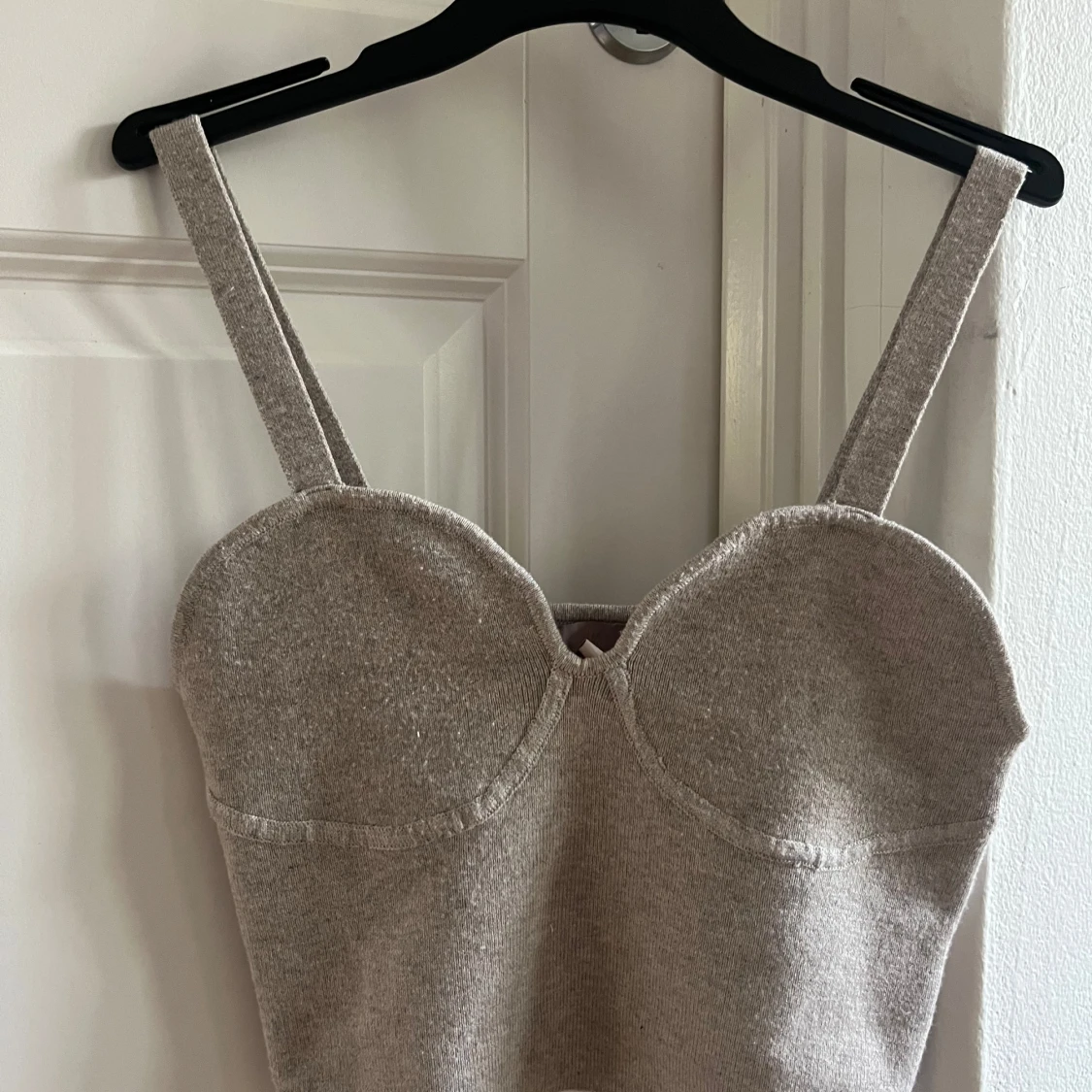 Beige stickad korsettopp H&M S