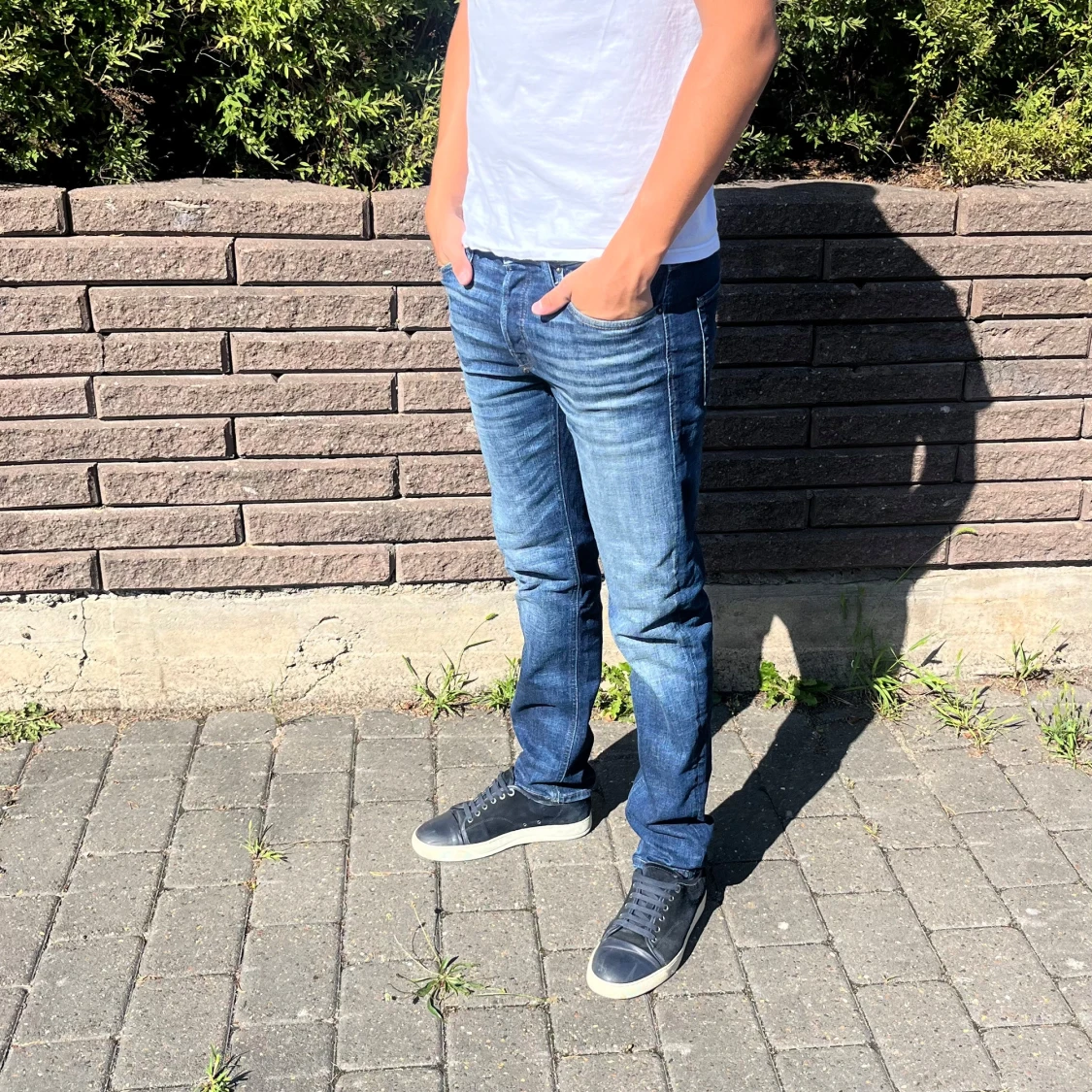 Blå straight jeans  - 1