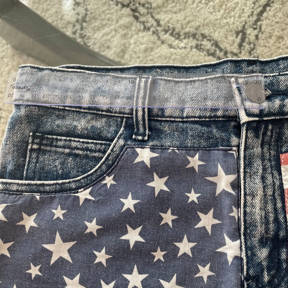 Jeansshorts med USA-flagga och fransar - 3