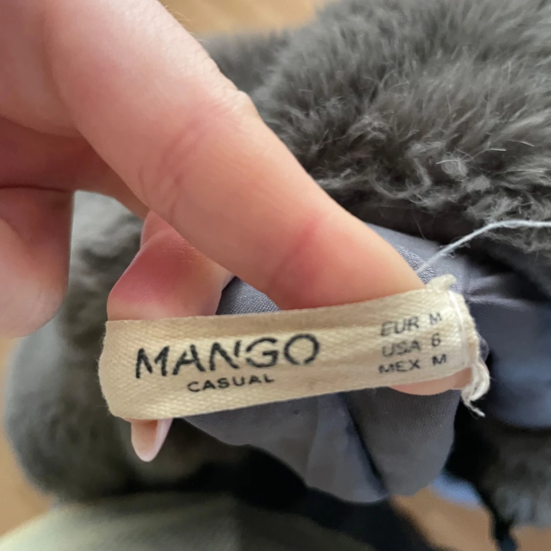 Grå/grön pälsjacka - Mango - 2