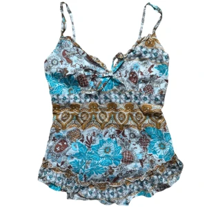 Vintage Blommig linnetopp från Zephiras - Linne. Strl M men mer en S i size. 