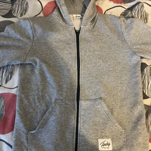 Grå hoodie från Andy by Frank Dandy - Säljer en grå hoodie från Andy by Frank Dandy med dragkedja och två stora fickor framtill. Jackan har huva och ribbade muddar vid ärmslut och nederkant. Perfekt för en avslappnad stil.