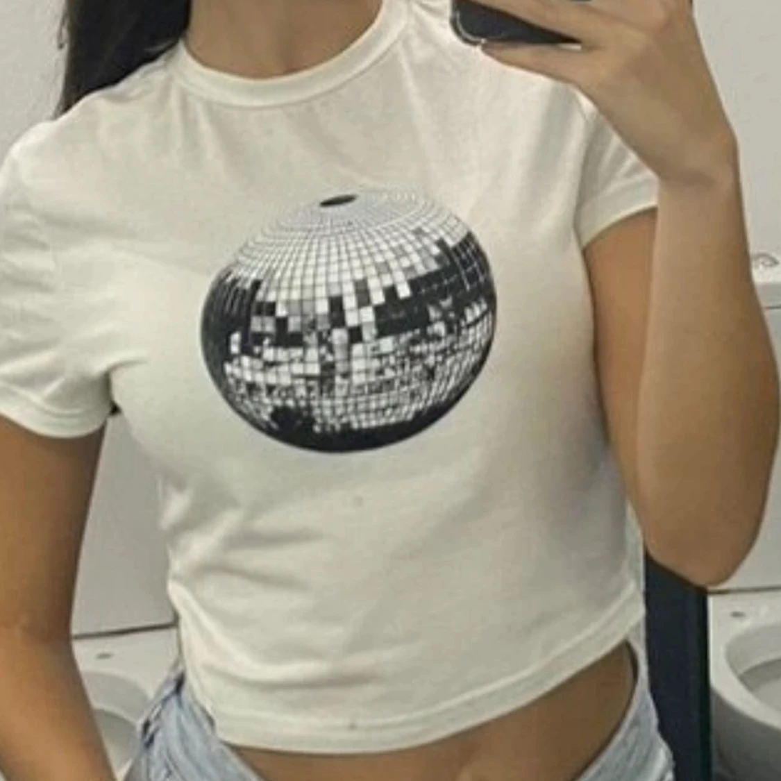 Vit baby tee med discokula - 1