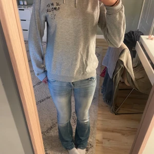 Grå hoodie med tryck - Säljer två stycken grå hoodies med tryck.