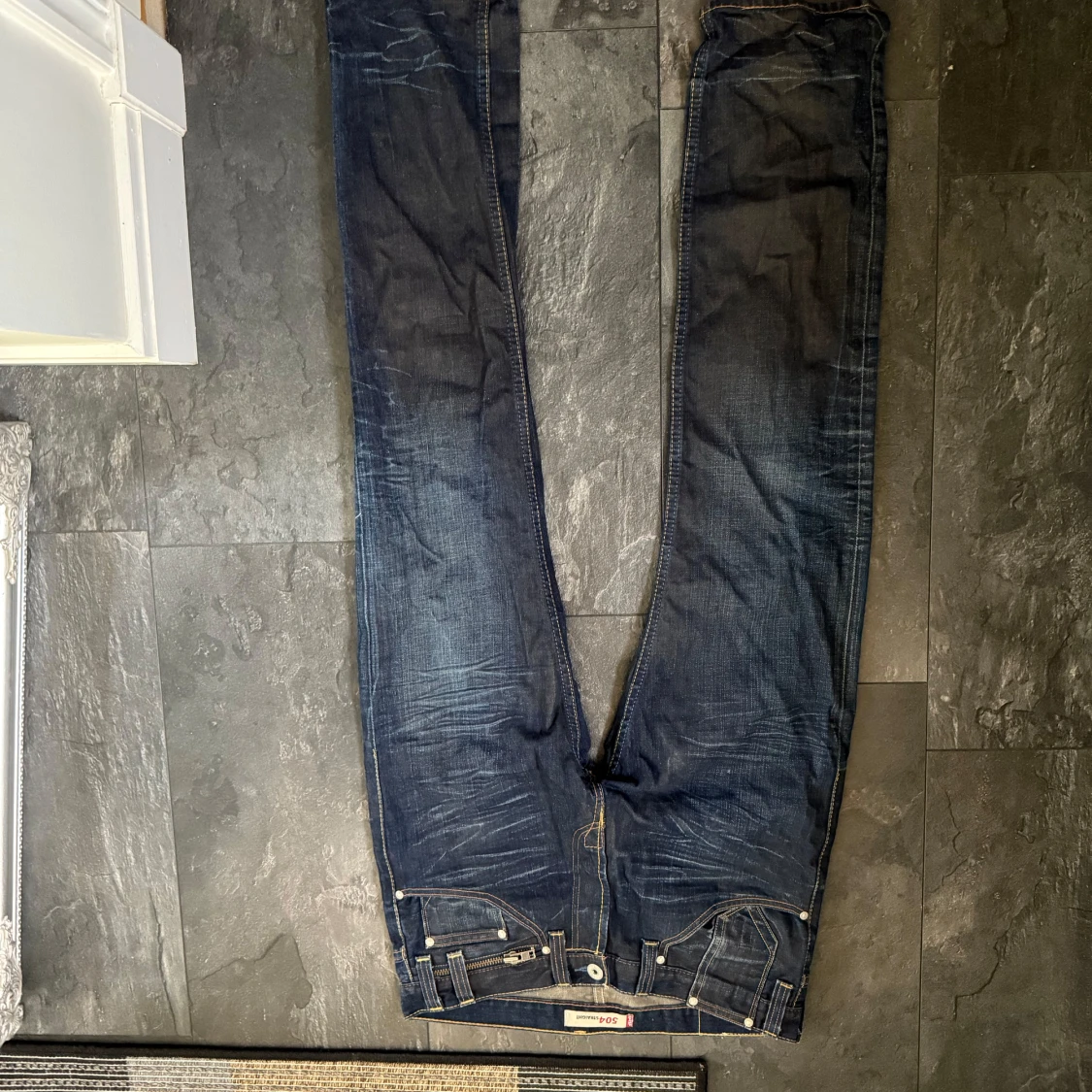 Levi's 504 mörkblå jeans straight fit, vintage  - 3