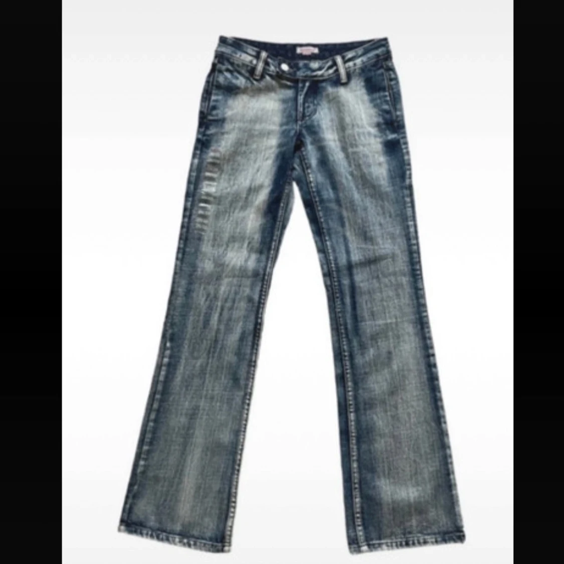 Blå lågmidjade bootcut jeans
