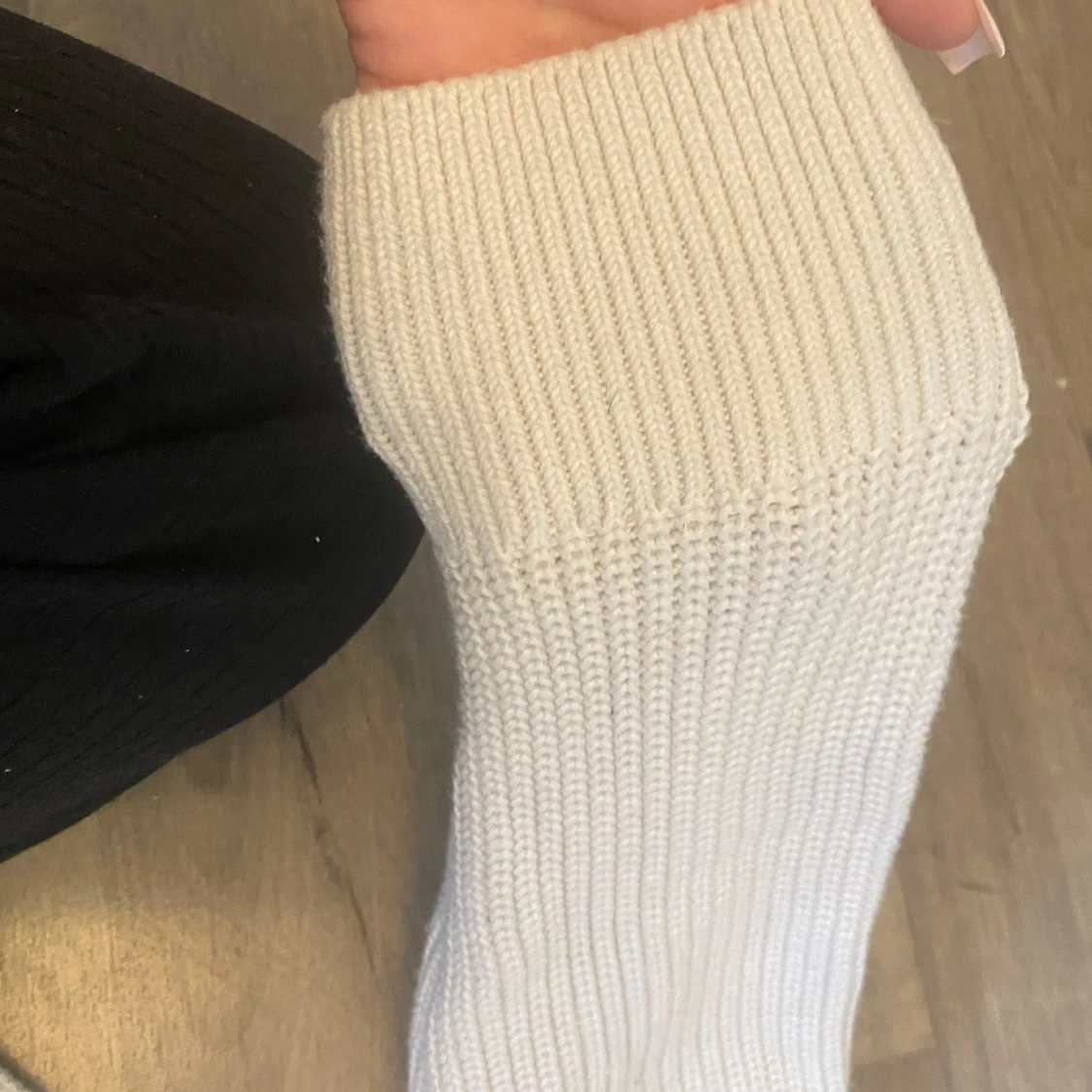 Vit stickad polotröja XS - 1