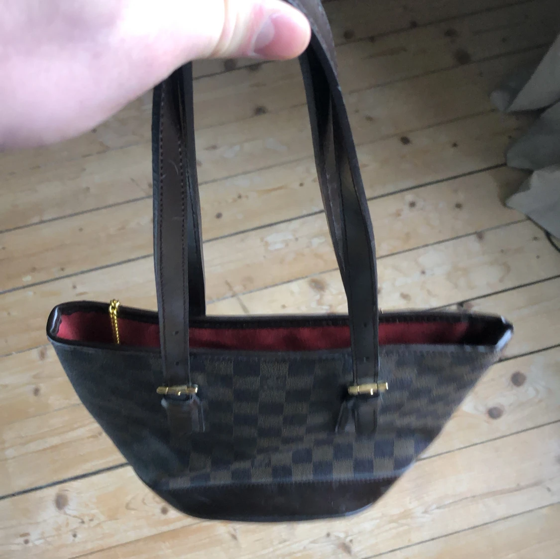 Brun rutig axelväska - 4