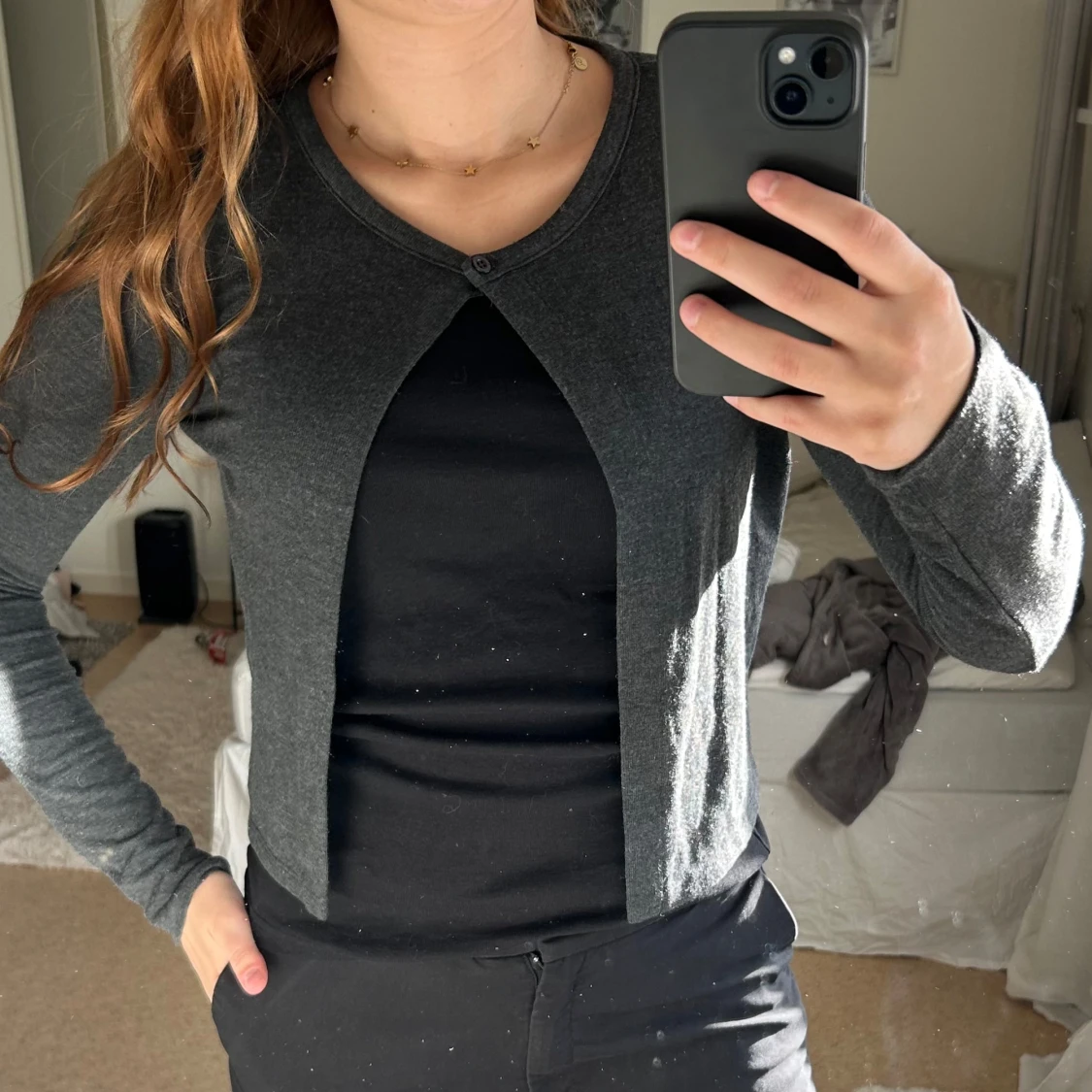 Grå kofta från ginatricot