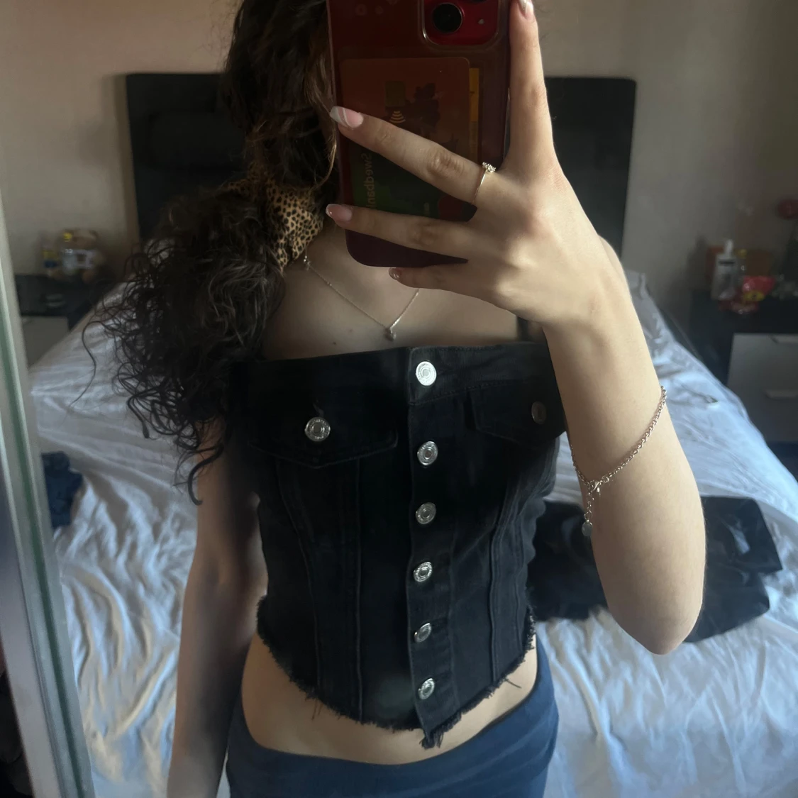 Svart jeanskorsett med knappar