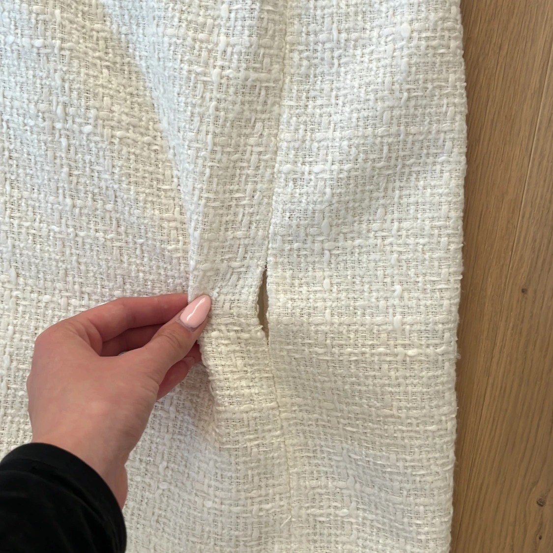 Vit kortärmad tweedklänning - 3