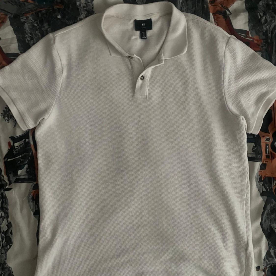 Vit pikétröja H&M slim fit - 1