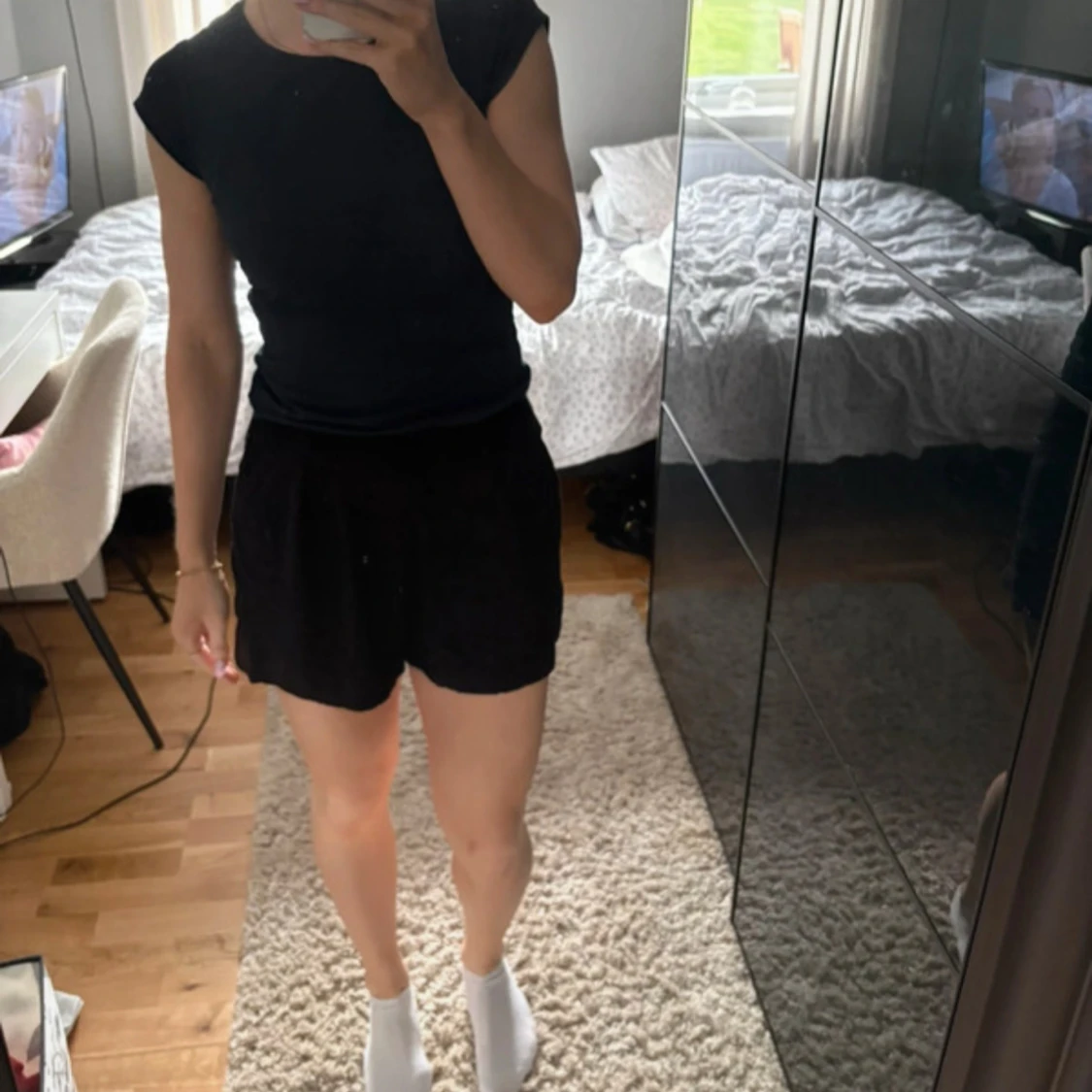 Svarta loose shorts i bomull