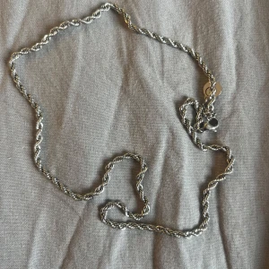 Tvinnat silverfärgat halsband från Pilgrim - Säljer ett snyggt halsband från Edblad i tvinnad silverfärgad metall. Kedjan har en cool, vriden design och en liten rund bricka med Edblads logga vid låset. Perfekt för att lyfta vilken outfit som helst!