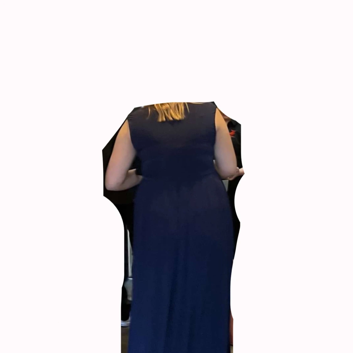 Marinblå långklänning med v-ringning - 1