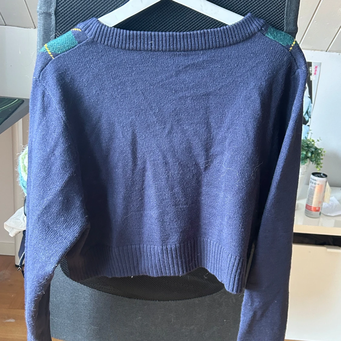 Blå stickad kofta - 3