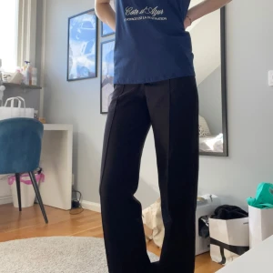 Svarta kostymbyxor från Madlady - Snygga svarta kostymbyxor från Madlady med en klassisk rak passform. Perfekta för en stilren look. Köpta från sellpy med säljer dom pga att dom var för långa i benen.