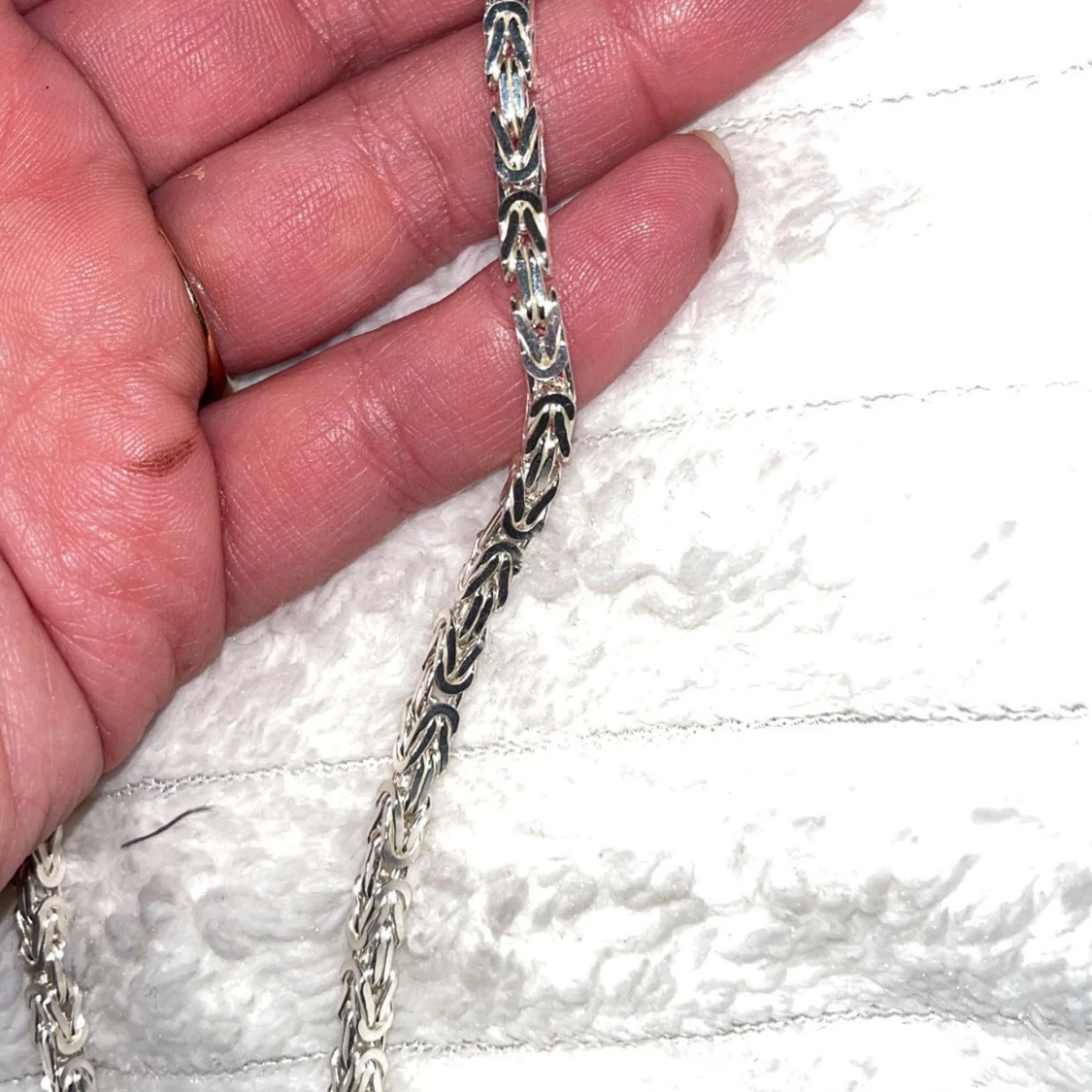 Äkta Silverhalsband med kors och armband i kejsarlänk 60 cm - 4