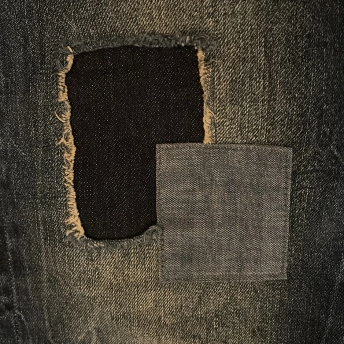 Ovadia jeans straight taper blå patchad - 4