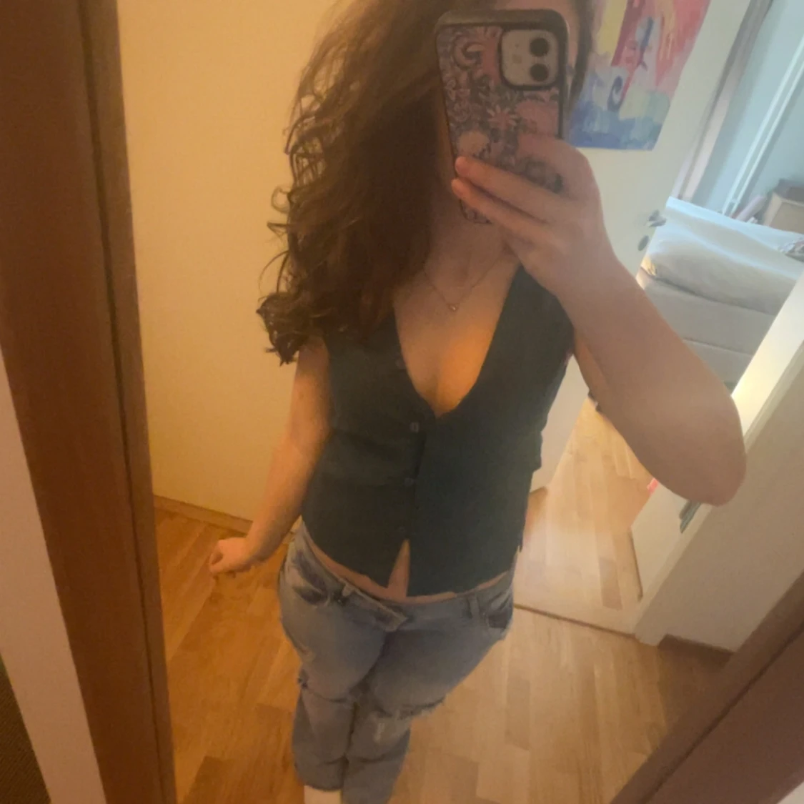 Blå topp med knappar - 1