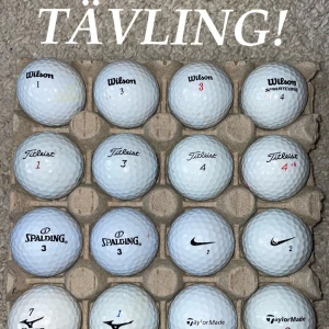 GOLFBOLLAR - Tävla om att vinna 16 st golfbollar i A/B skick.       Allt du behöver göra:  * Följa oss på Plick och TikTok * Lika annonsen + tävlingsvideon på TikTok * Tagga 3 pers i kommentarsfältet på tt * Skicka ditt användarnamn till oss  TikTok: GolfX_shop