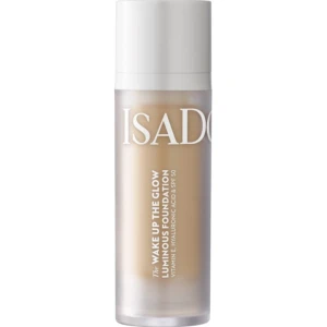 IsaDora Wake Up The Glow Foundation 3W - IsaDora Wake Up The Glow Luminous Foundation 3W ger en fräsch och naturlig lyster. Kommer i en stilren glasflaska med vit pump och lock. Innehåller vitamin E, hyaluronsyra och har SPF 50. Färgen är ljusbeige med varm underton. 