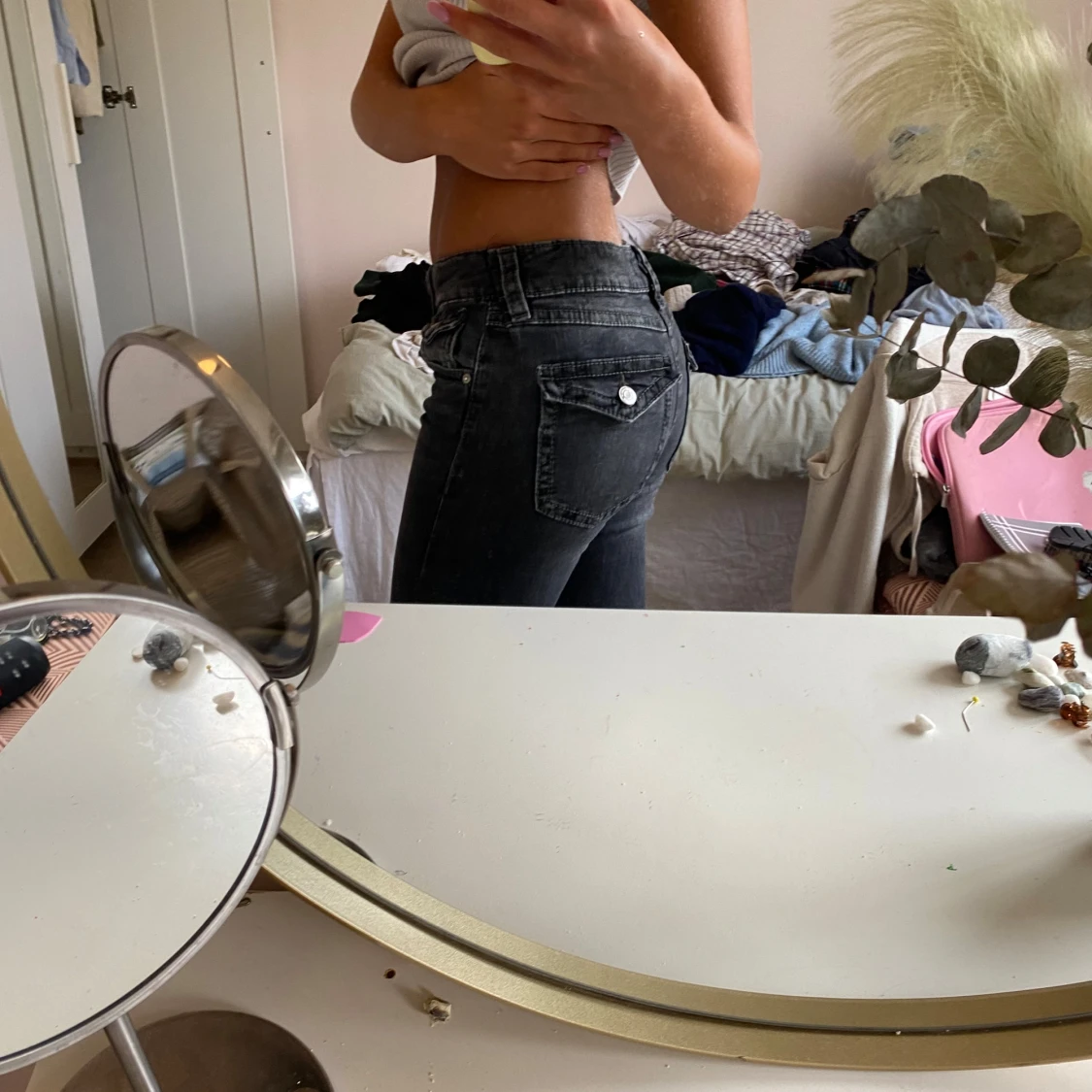 Svarta bootcut jeans med låg midja - 3