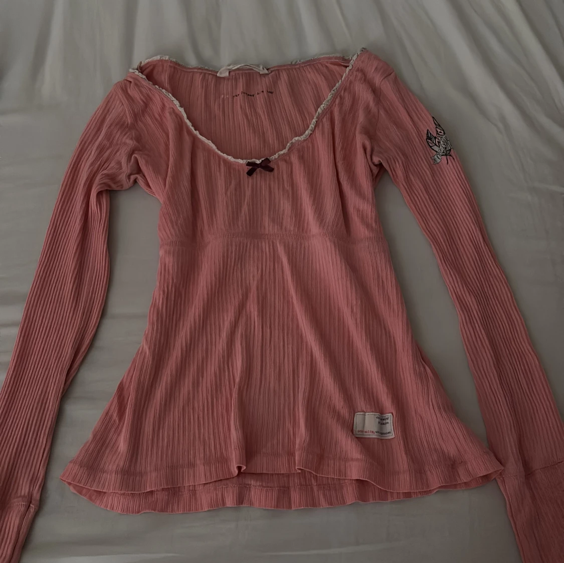 Rosa ribbad långärmad topp Odd Molly