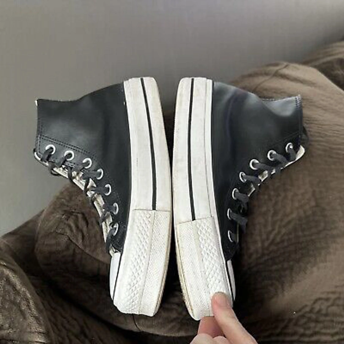 Svarta Converse All Star platform i läder/skinn imitation  - 2