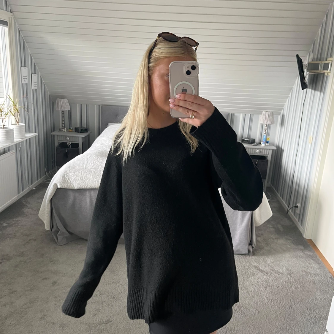 Svart oversized stickad tröja - 1