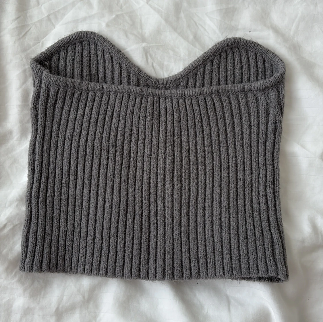 Mörkgrå stickad bandeau tubtopp - 2