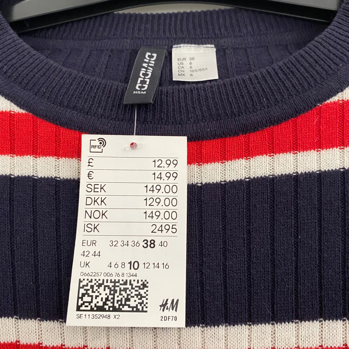 Randig ribbad klänning från H&M, stl 38 - 2