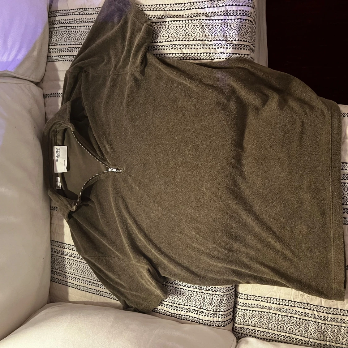 Grön pikétröja med dragkedja från Selected Homme