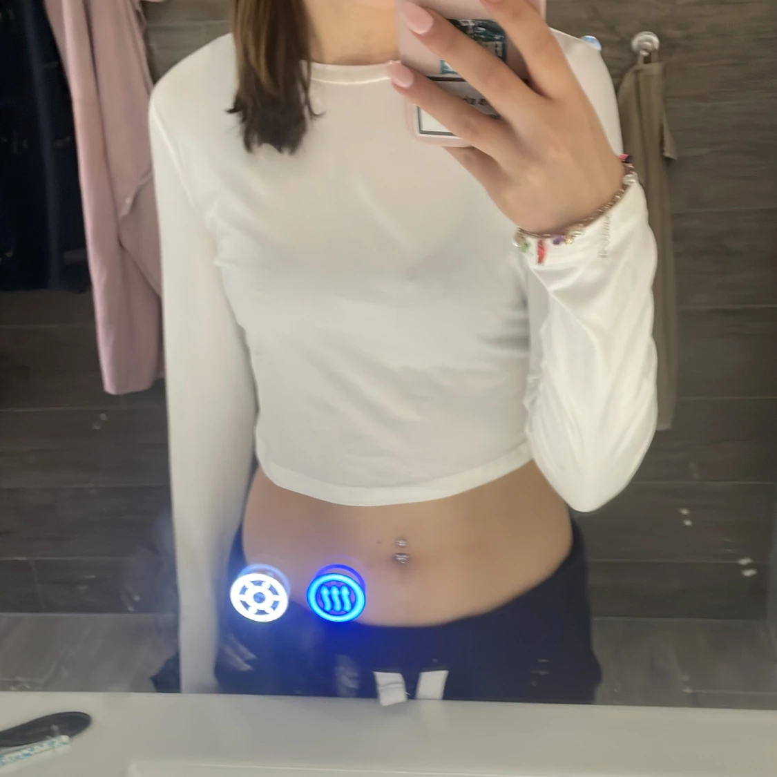 Vit croppad långärmad topp - 1