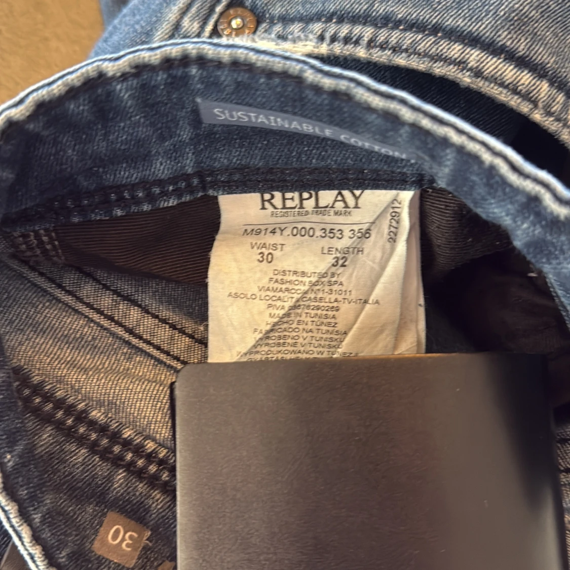 Blå Replay anbass jeans med slitningar  - 3