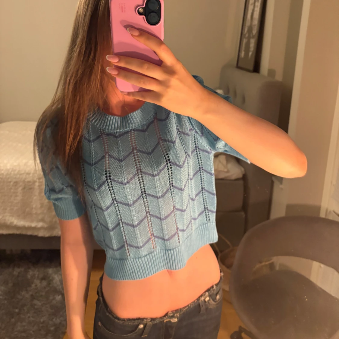  ljusblå stickad topp