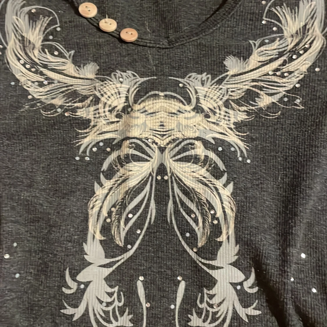 Mörkgrå långärmad tröja med tryck - 3