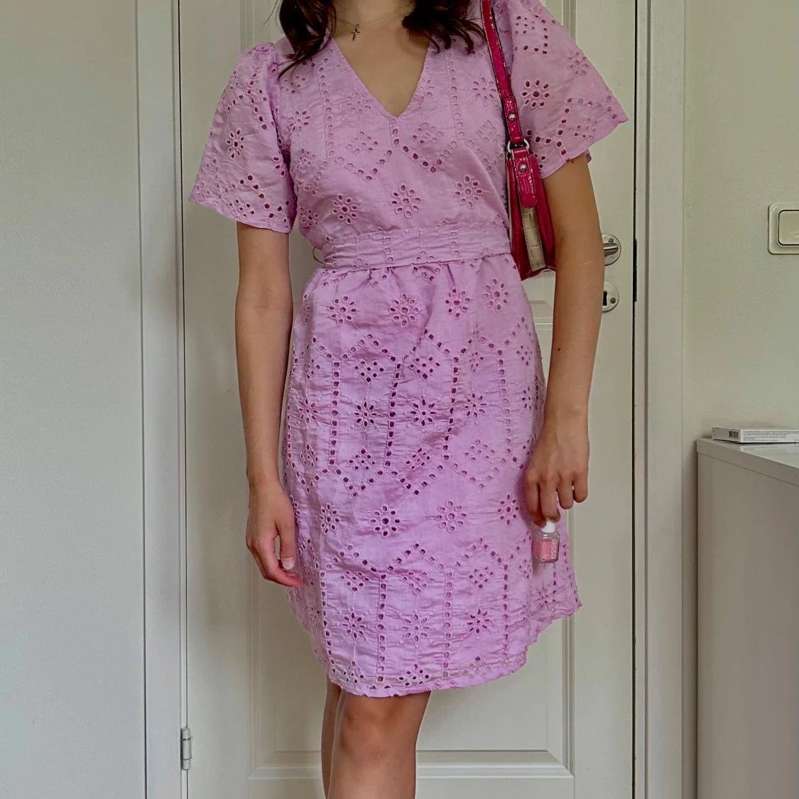 Rosa broderad Vila klänning - 2