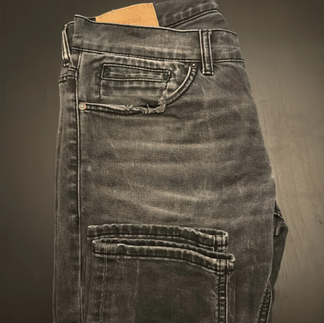 Grå slim fit jeans från don dup, stl 34 - 3