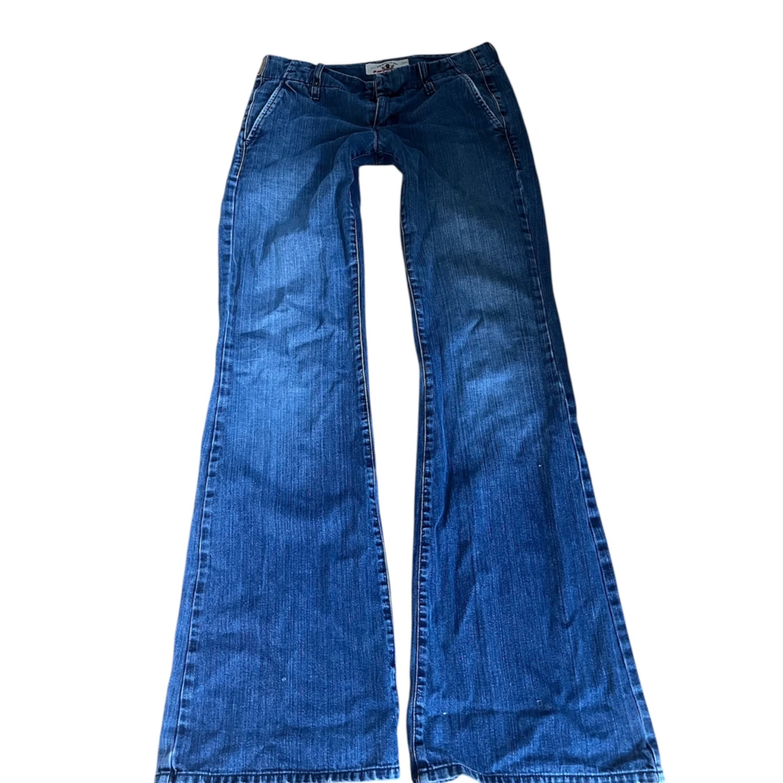 Blå bootcut jeans med låg midja - 1