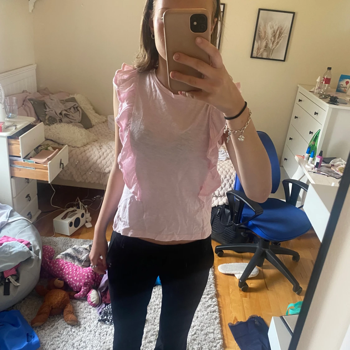 Ljusrosa volangtopp - 1