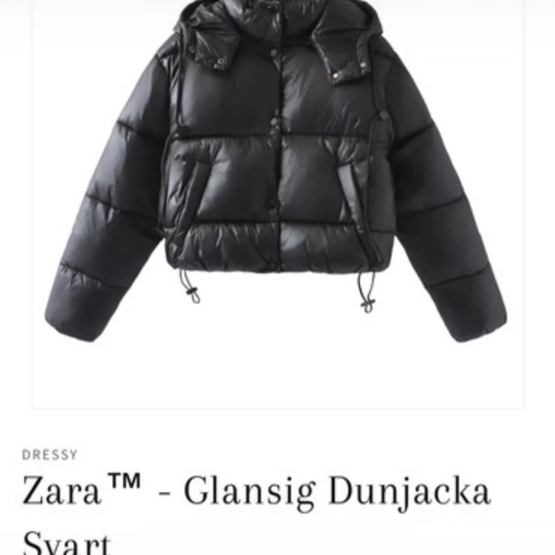 Svart glansig dunjacka från Zara - 1