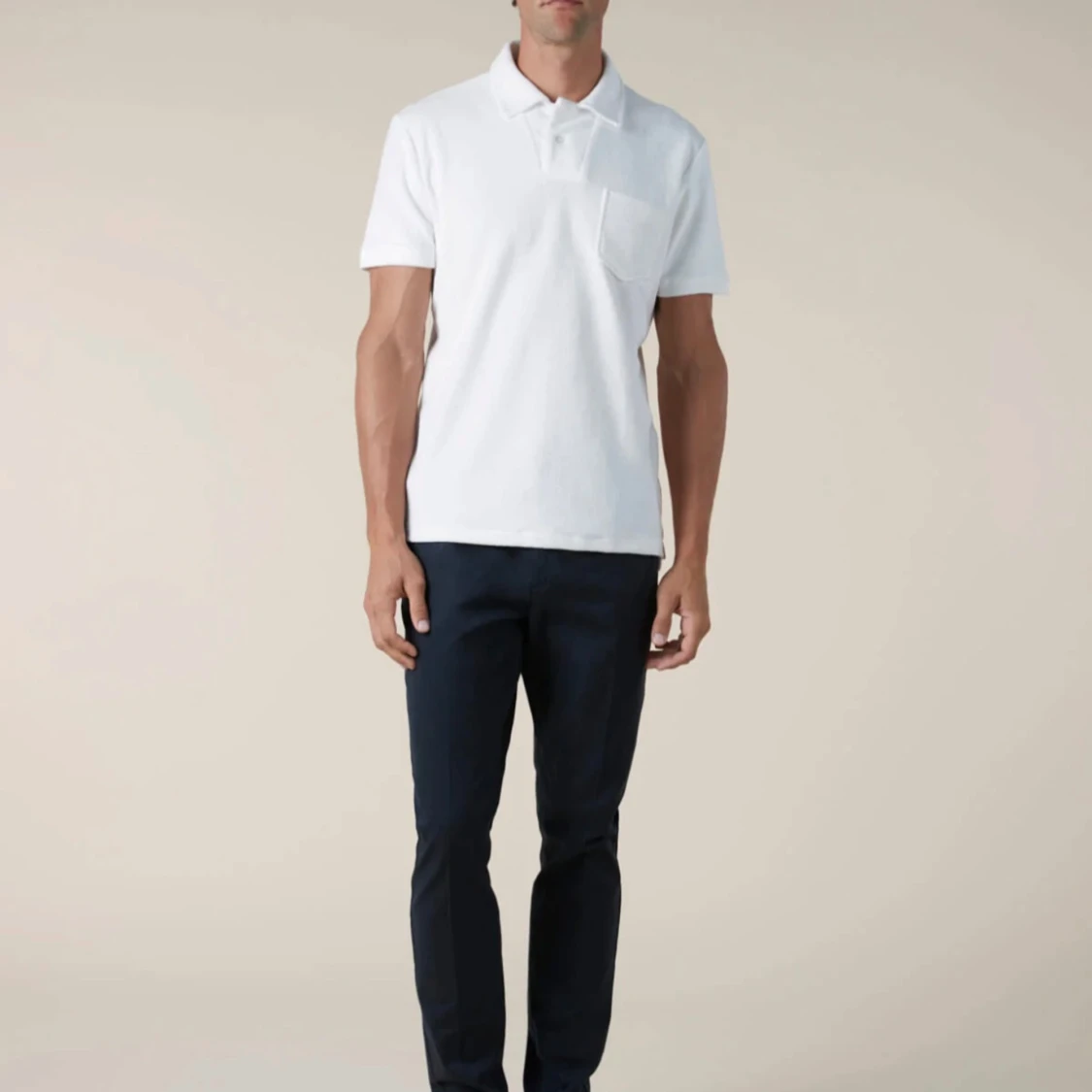 Vit piké t-shirt med bröstficka - 2