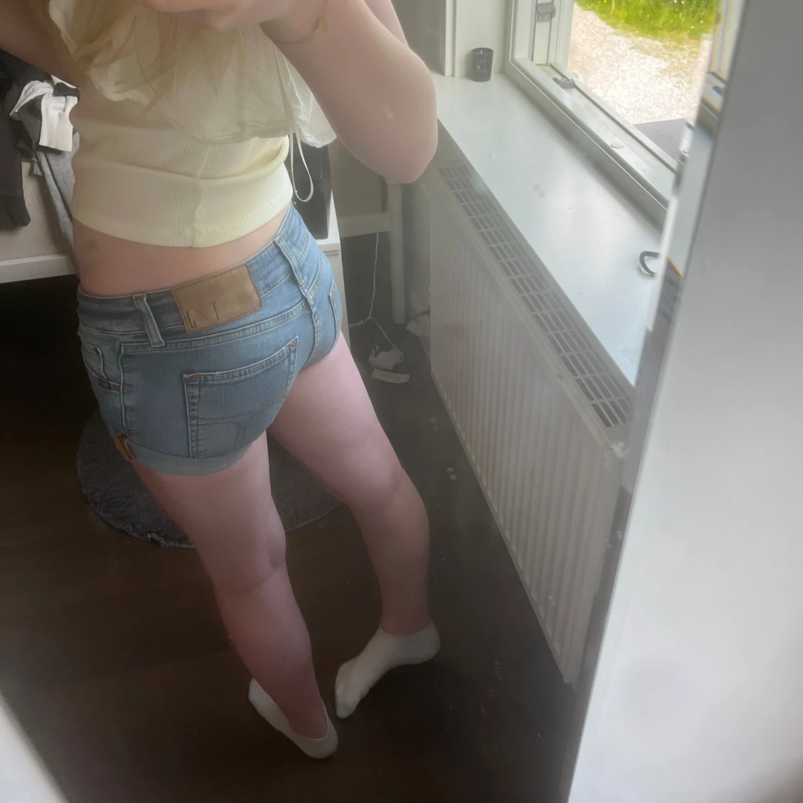 Blå jeansshorts lågmidjade - 3