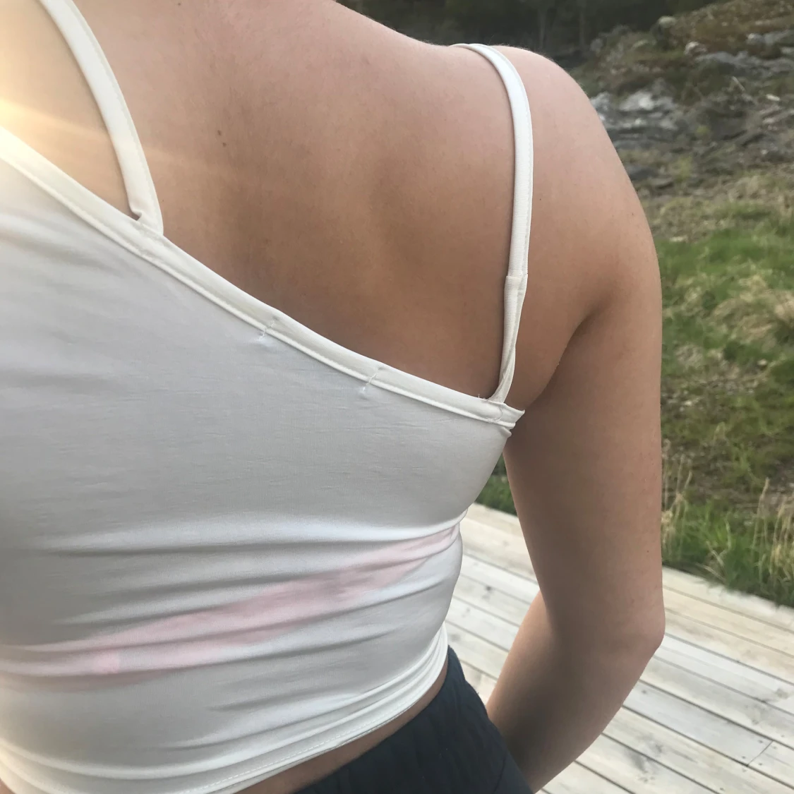 Vit asymmetrisk croppad topp - 3